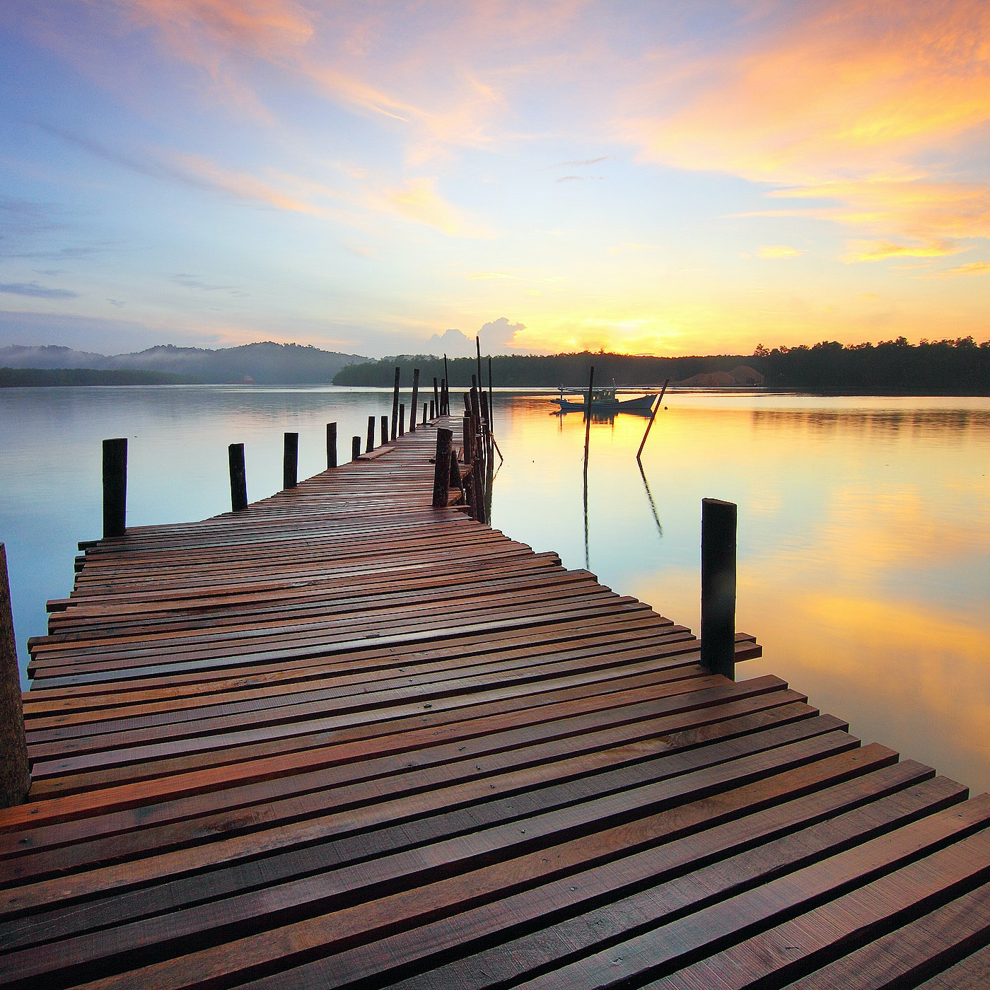 Sunset Jetty Rides Rickety Jetty on Sunset Lake - Caravan Murals